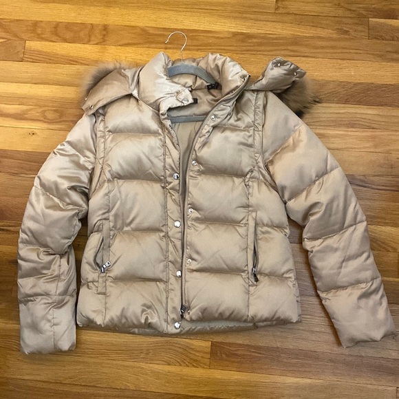 Andrew Marc Gold Hooded Jacket With Detachable Sleeves Size M - Picture 1 of 9